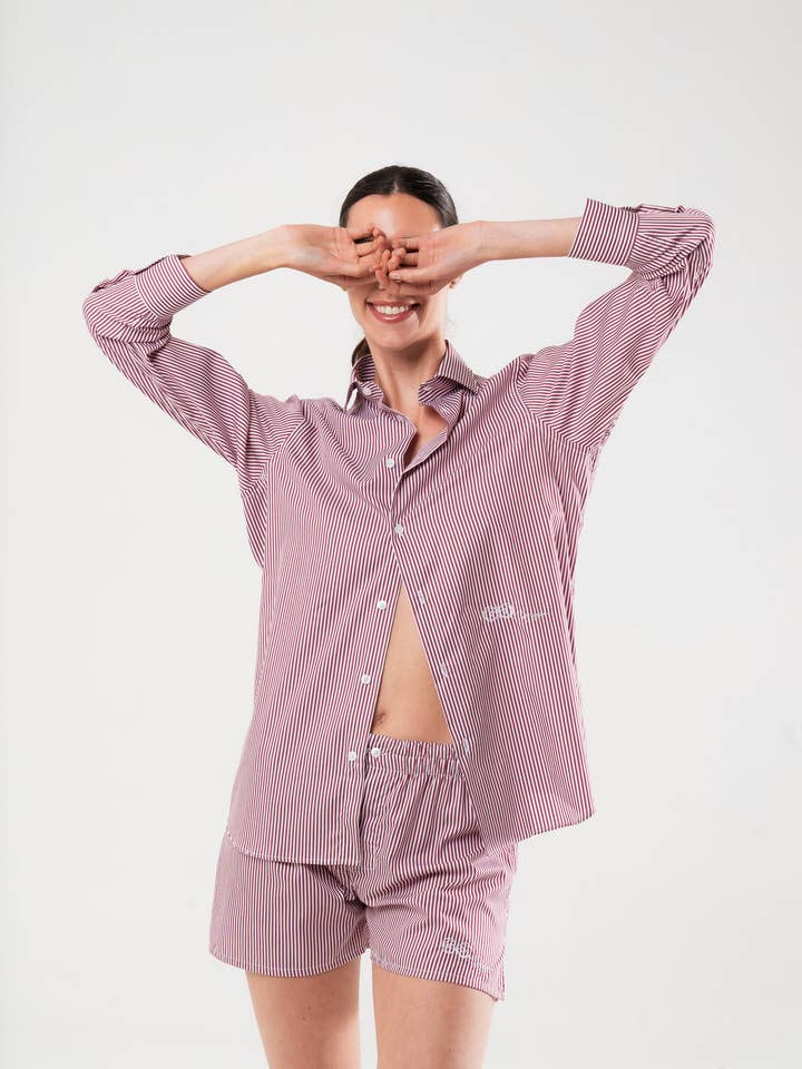 Red and White Pajama Set: Boxer + Shirt for wholesale by Caramì