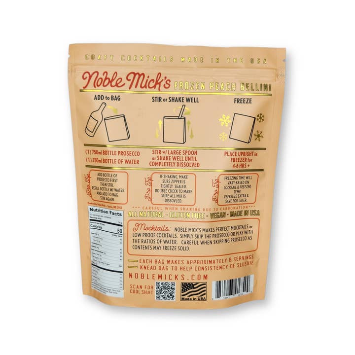 Noble Mick's - Craft Beverage Company - Wholesale Cocktail Mix/Syrup - Peach Bellini Frozen Cocktail 2