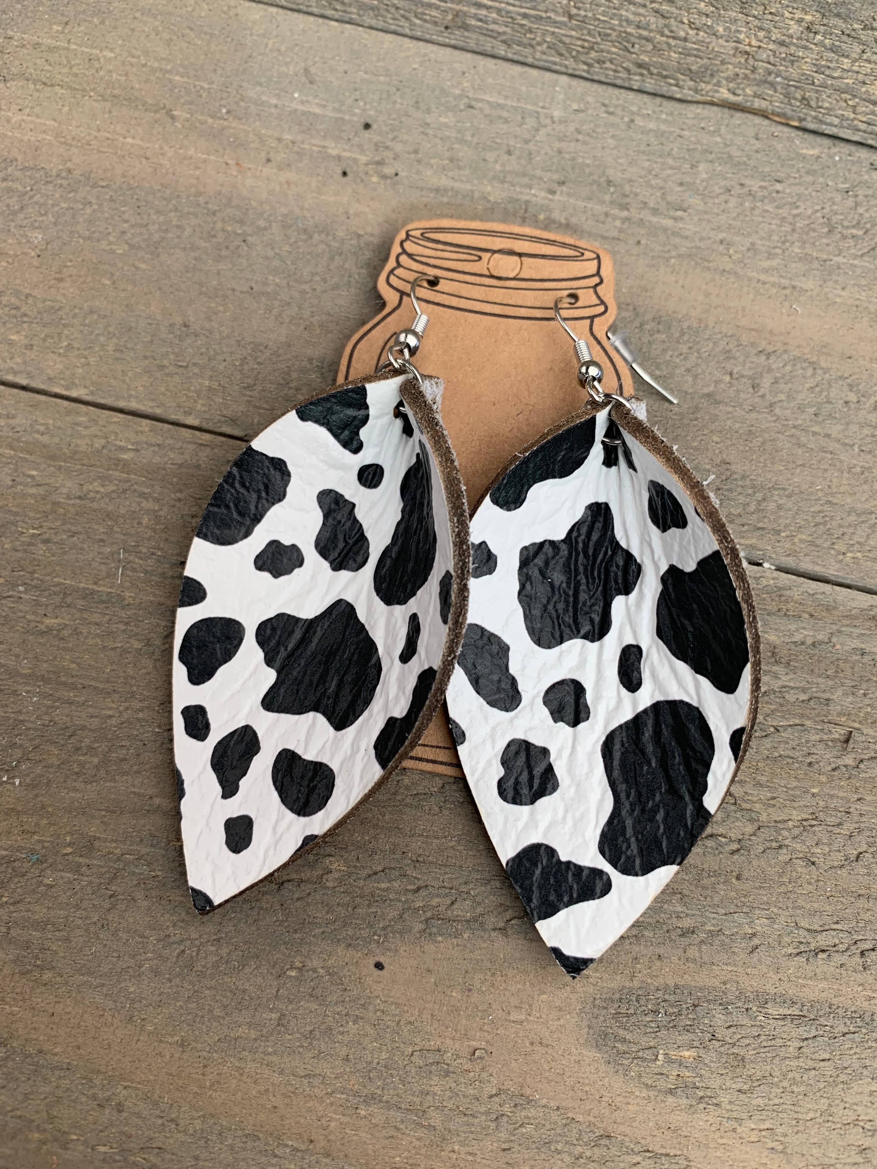 cow leather earrings