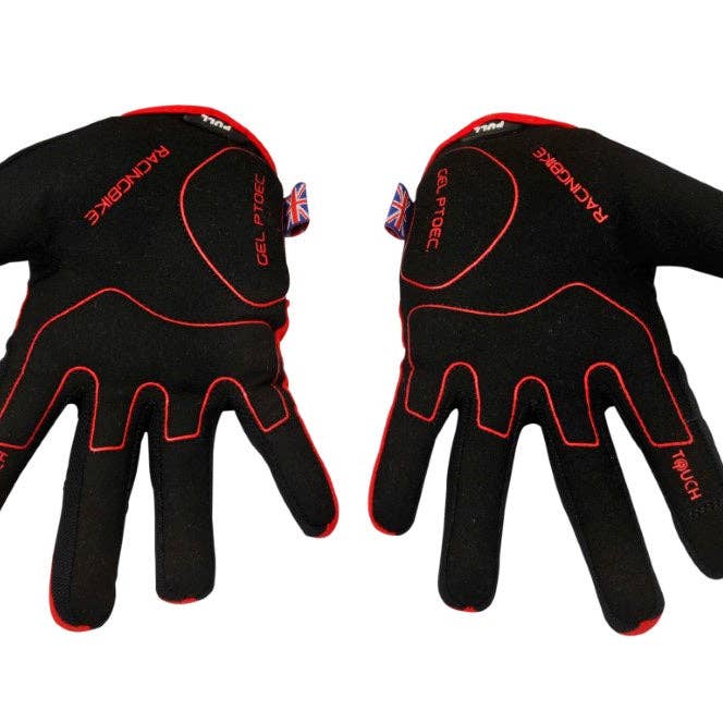 Kratos - Wholesale Gloves - Unisex - Mountain Biking Gloves | Full Finger Padded Cycling Gloves - RED9
