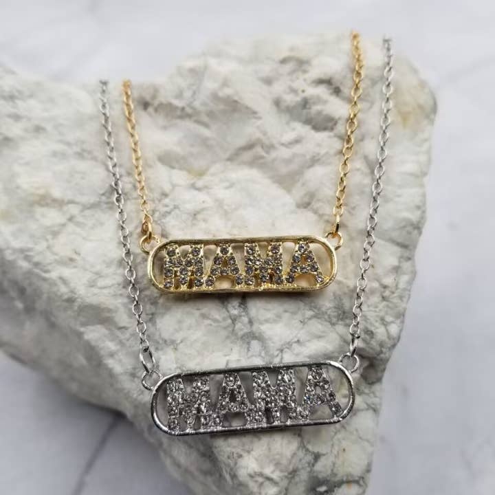 Crystal Mama Necklace - Gold & Silver for wholesale by The Pretty Jewellery