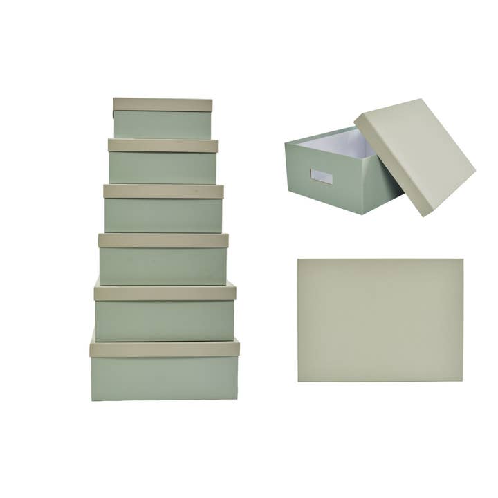 Set De 6 Boites Rectangle Bicolore Bleu/Taupe pour la vente par CP INTERNATIONAL
