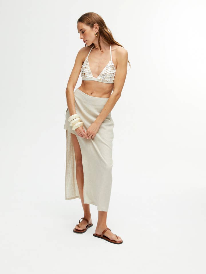 Beige Pennkjol med slits för wholesale på Faire