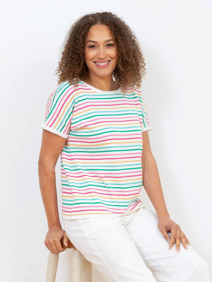Creech knit top rainbow for wholesale by Kite Clothing