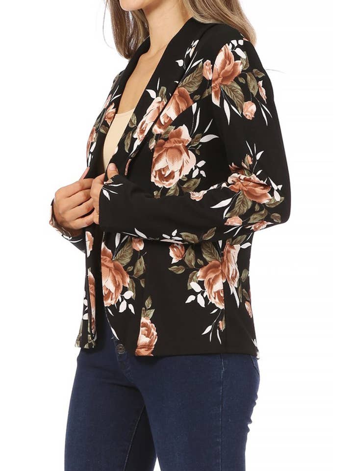 MOA COLLECTION - Wholesale Blazer - Women's - Women's Casual Print Fitted Open Front Blazer Jacket9