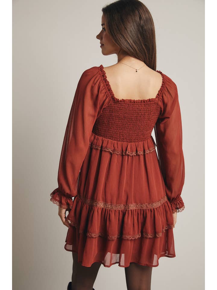 Forte - Wholesale Dress - Women's - Crinkled Tiered Boho Mini Dress FD00056