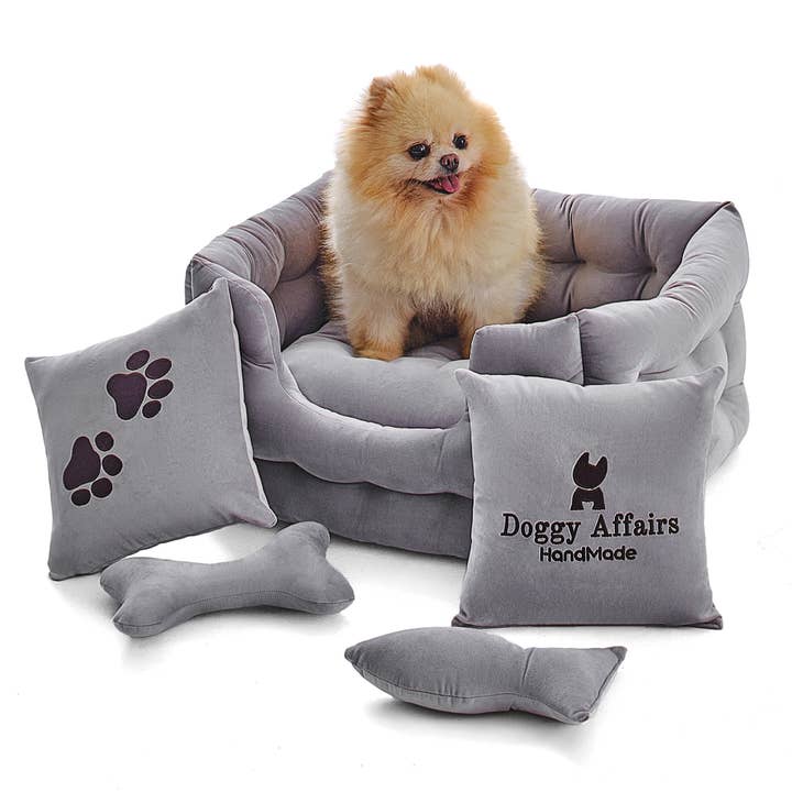 Doggy Affairs Luxury Handcrafted 5-in-1 Dog and Cat Bed Set for wholesale by Doggy Affairs HandMade