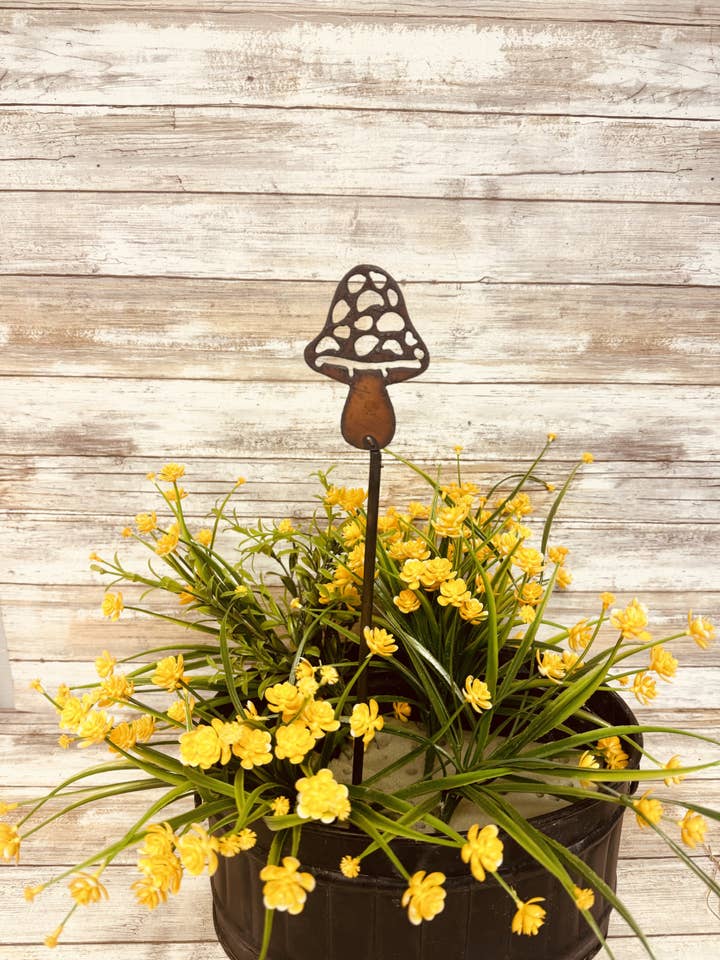 Cogumelo #3 Estaca de Metal Enferrujado para Plantas de Jardim Fabricada nos EUA por atacado de Universal Ironworks USA