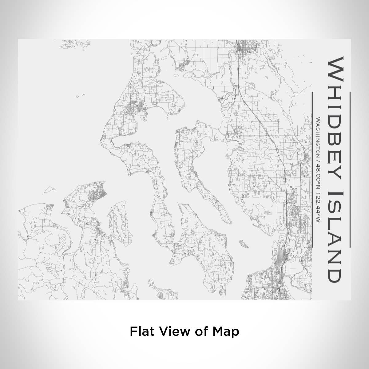 JACE.design - Vente Bouteilles d'eau - Bouteille Whidbey Island WA Map avec dessus en bambou blanc mat1