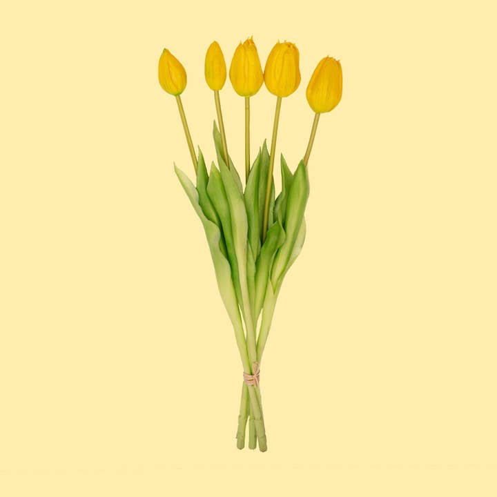 Trendhero.nl/b2b - Wholesale Artificial Flowers - Tulip Bouquet – 5 Pieces – Various Colours – ‘Real Touch’ Artificial Tulips – 42 cm4