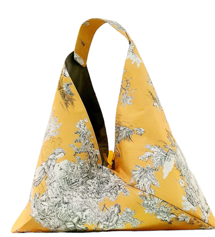 Mademoiselle Peste Paris – wholesale Bärkasse - Dam – Origamiväska « Osaka » i 100% GOTS-certifierad Toile de Jouy, storlek XL0