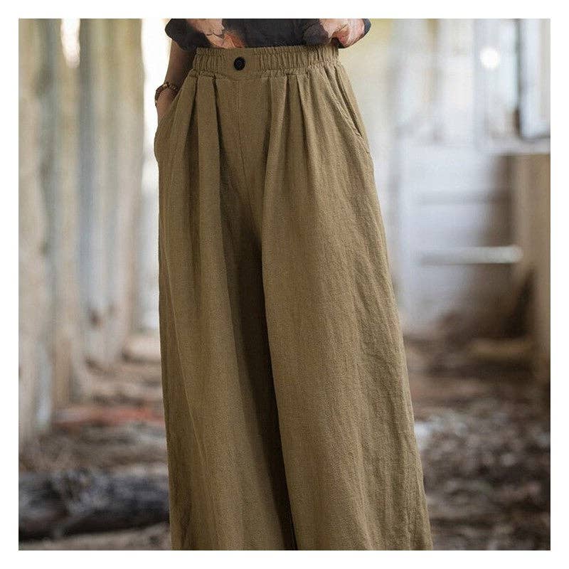 FurDecoration - Wholesale Pants - Women's - Loose Fit Casual Thin Straight Leg Pants In Solid Color3