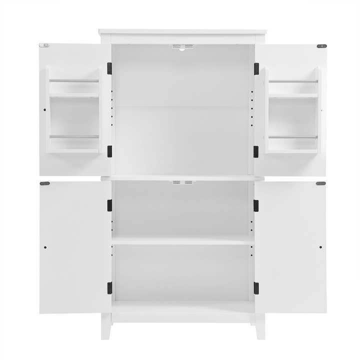 Orange County Decor - Wholesale Cabinet - Elegant Bathroom Floor Storage Cabinet, Bathroom Storage Unit, Freestanding Cabinet With 4 Doors, Adjustable Shelves, Adaptable Shelves, White White Mdf13