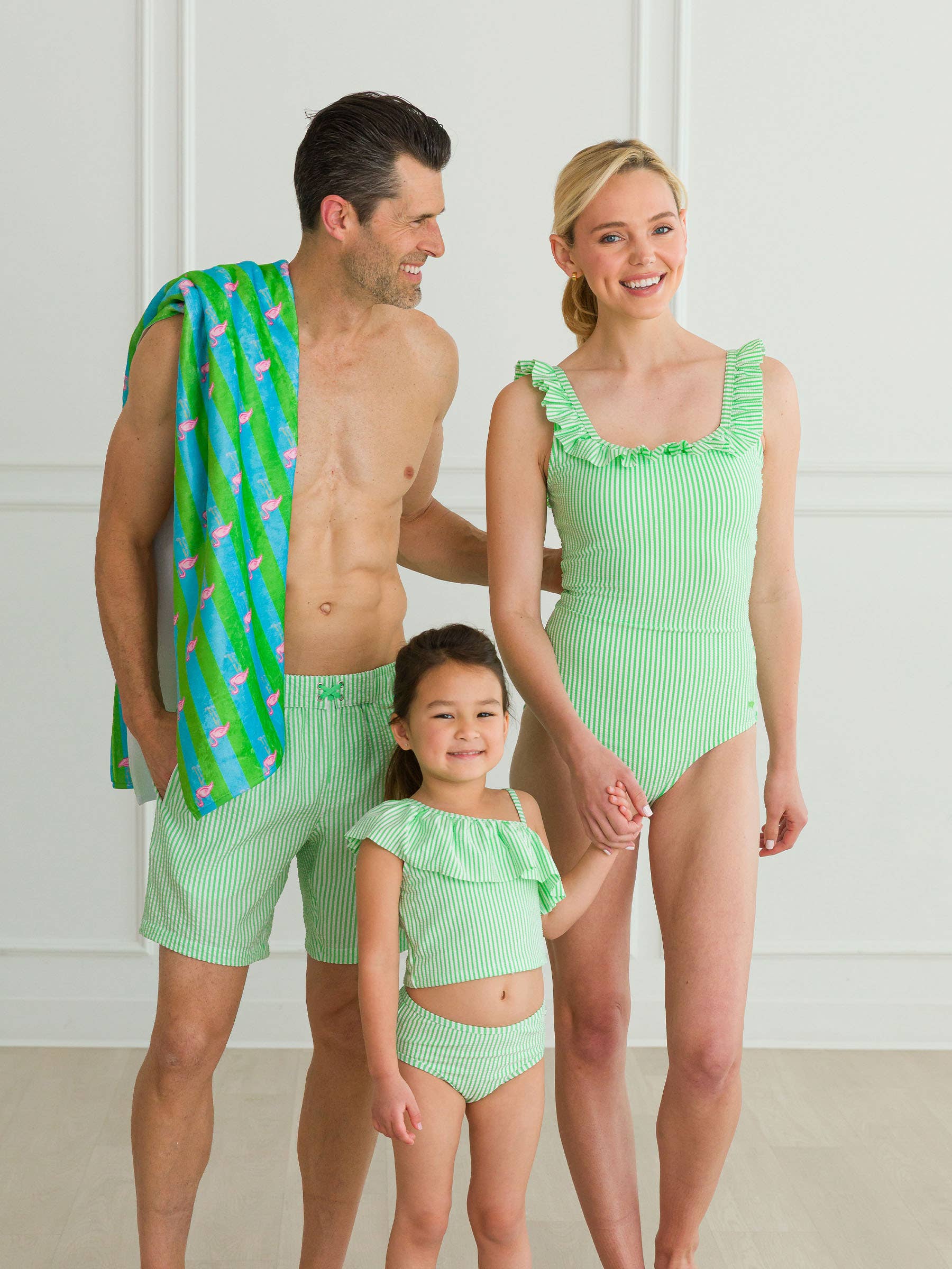 Men's Spring Green Seersucker Swim Trunks for wholesale on Faire5