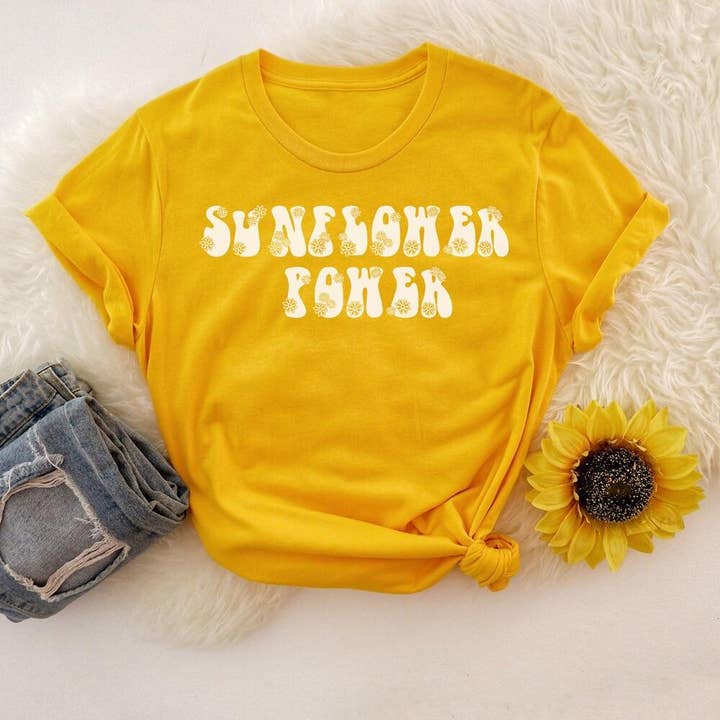 Sunflower Power Graphic Tee for wholesale by The Funnel Cake Tree