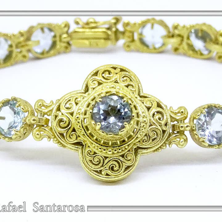 RAFAEL SANTAROSA - Vente Bracelet tennis - Bracelet en fines pierres multiples filigrane byzantin3