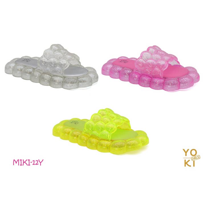 Yoki Girls - Wholesale Sandals - Kids - YOKI Girls Clear Glitter See thru Bubble spa Slide Sandals