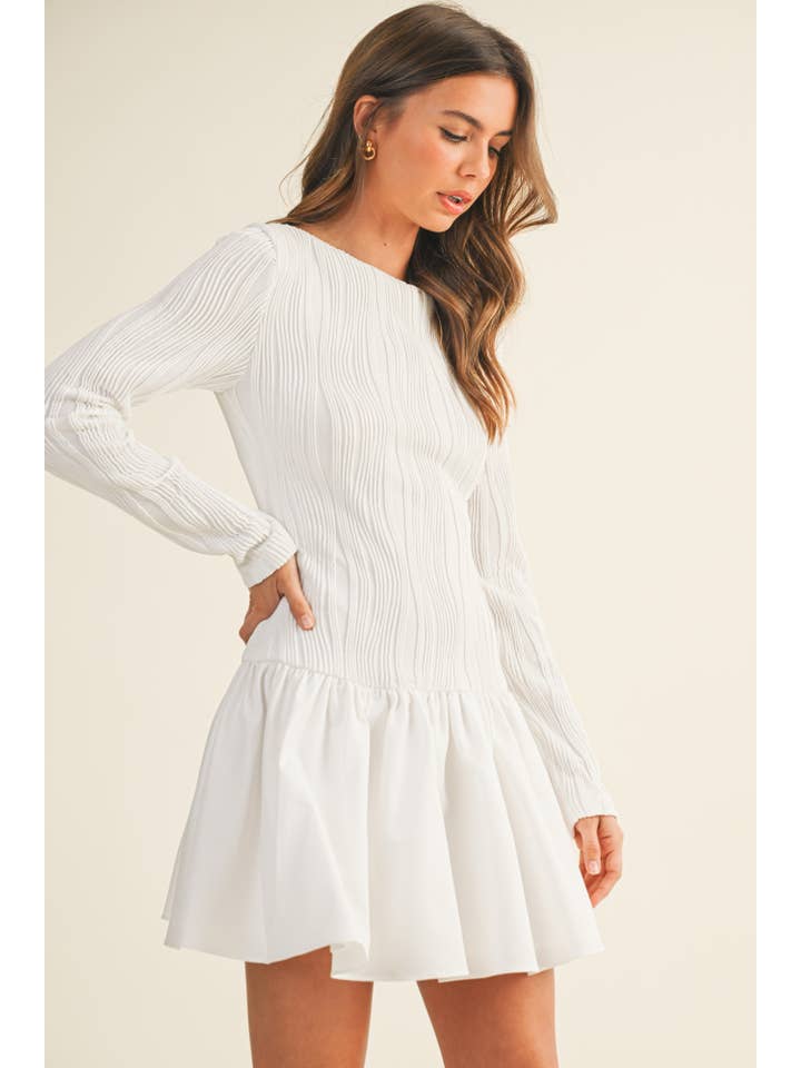 Mustard Seed - Wholesale Dress - Women's - BOAT NECK LONG SLEEVE FLARE DRESS4