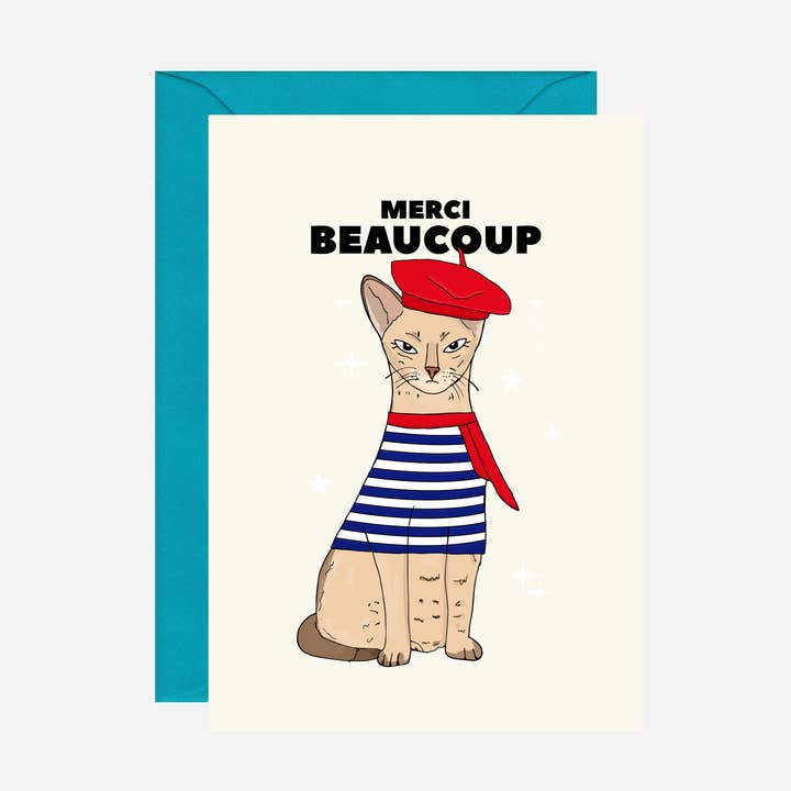 French Cat Thank You Card for wholesale by Pearl Ivy