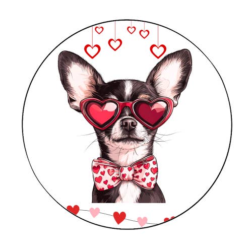ART WOW - Vendita all'ingrosso Adesivo - Adesivi rotondi 'San Valentino chihuahua'
