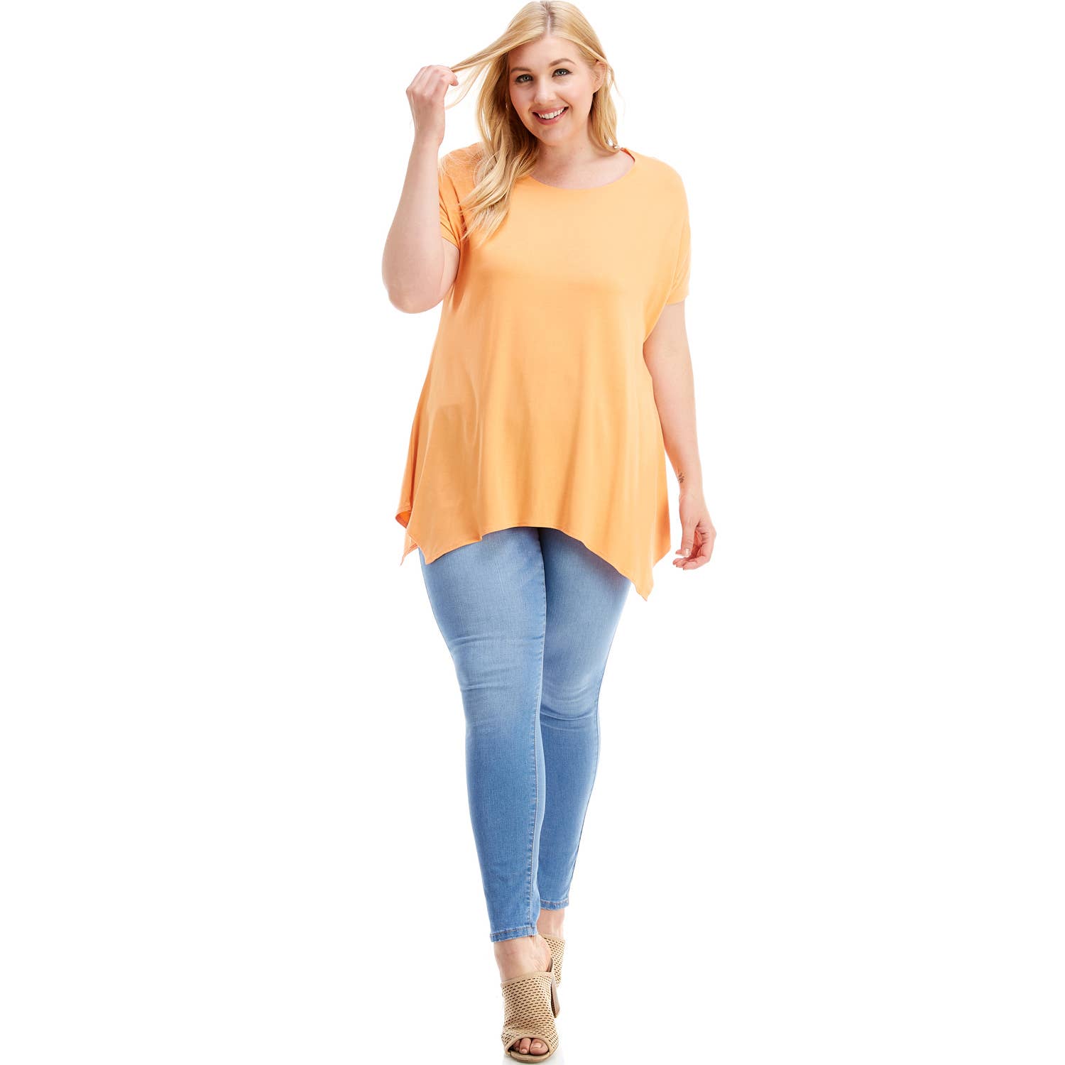 Azules Clothing - Wholesale Tunic - Women's - ATP-2307RSX Plus Size Asymmetric Short Sleeve Tunic71