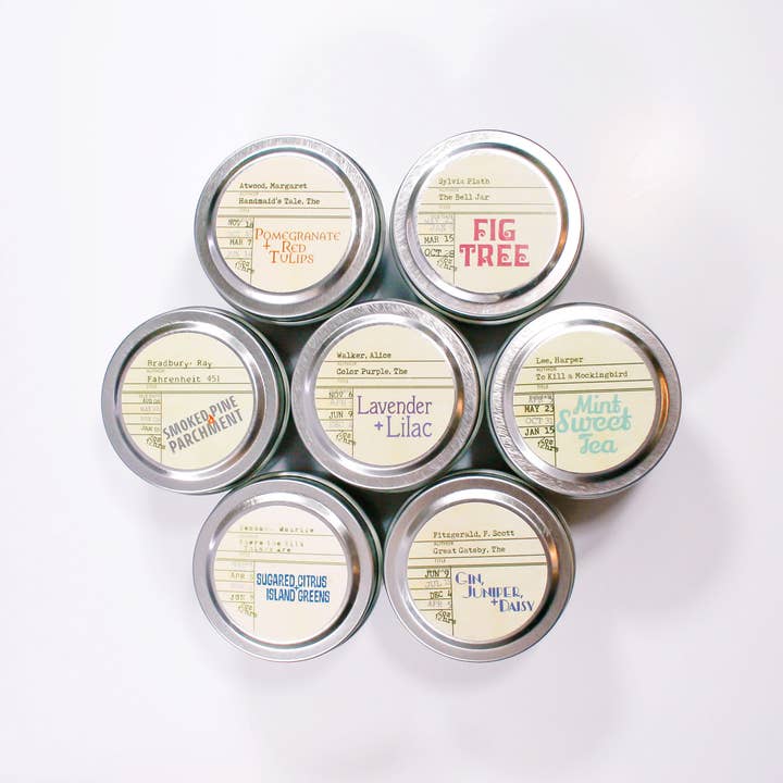 North Ave Candles - Vente Bougies de voyage - Mini-boîtes/bougies pour livres/boîte secondaire/librairie Sidelines