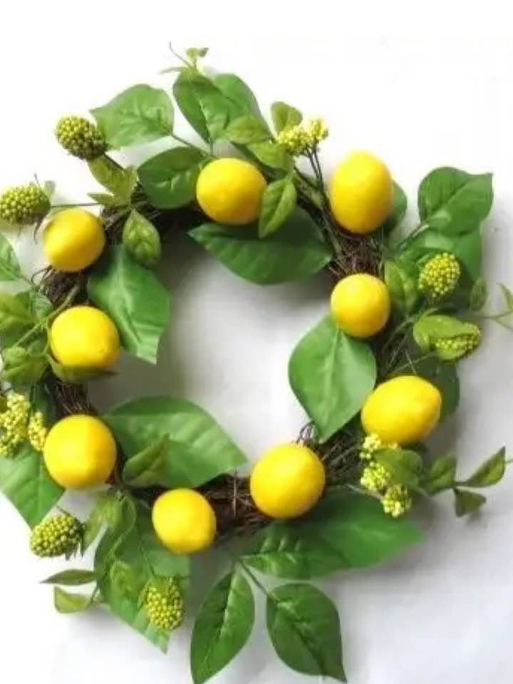 Couronne de citron avec fleurs et baies en soie-13jn pour la vente par Grace company