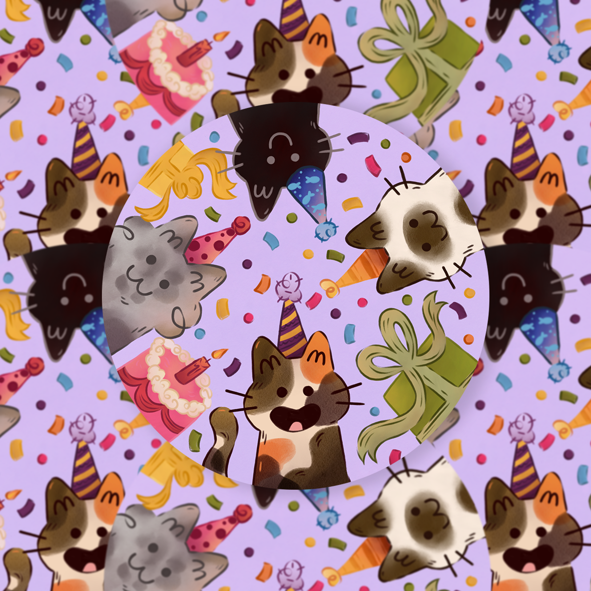The Stray Shop - Wholesale Sticker - Birthday Cats Sticker1