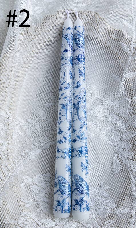 Candles Meta - Wholesale Tapered Candle/Candlestick - 2pcs 25CM Blue and White Porcelain Smokeless Taper Candle1