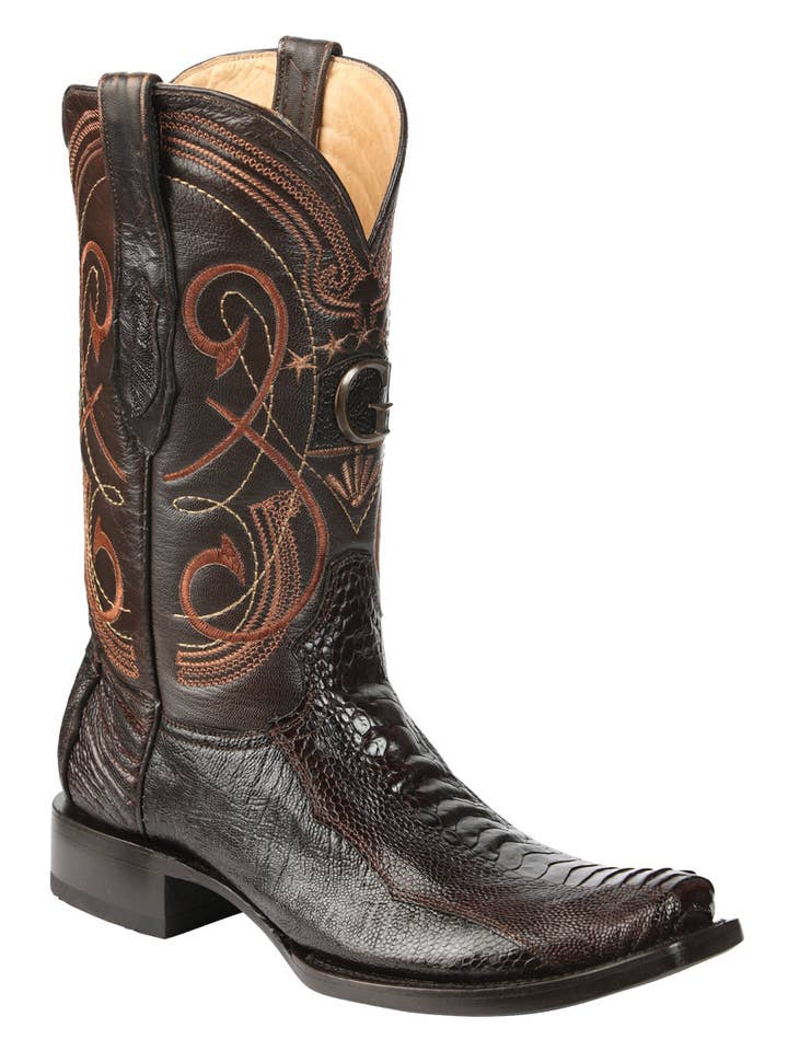 El General Heren Exotische Struisvogelpoot Cowboylaarzen Bruin Mod. 45511 voor wholesale door Conejo Western Wear