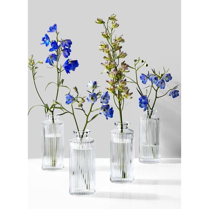 Jamali Garden - Wholesale Vase - Clear Pleated Glass Bottle Bud Vase