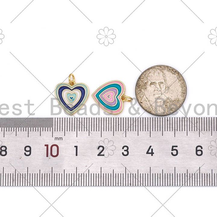 BestBeads&Beyond - Wholesale Individual Charm/Pendant - Colorful Enamel Triple Heart Shape Pendant, Sku#L628
