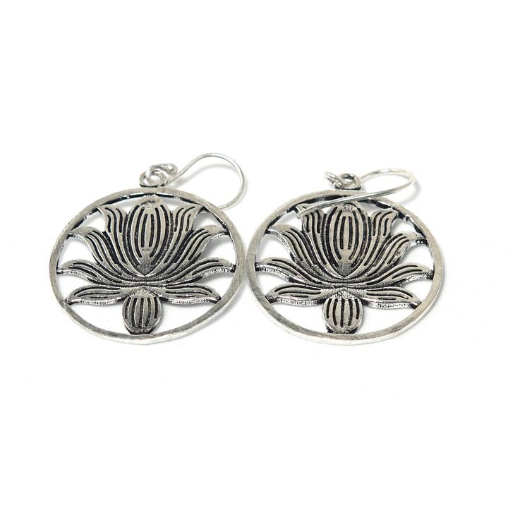 lotus Earrings, Golden and Silver Color for wholesale by Tenzing Collections