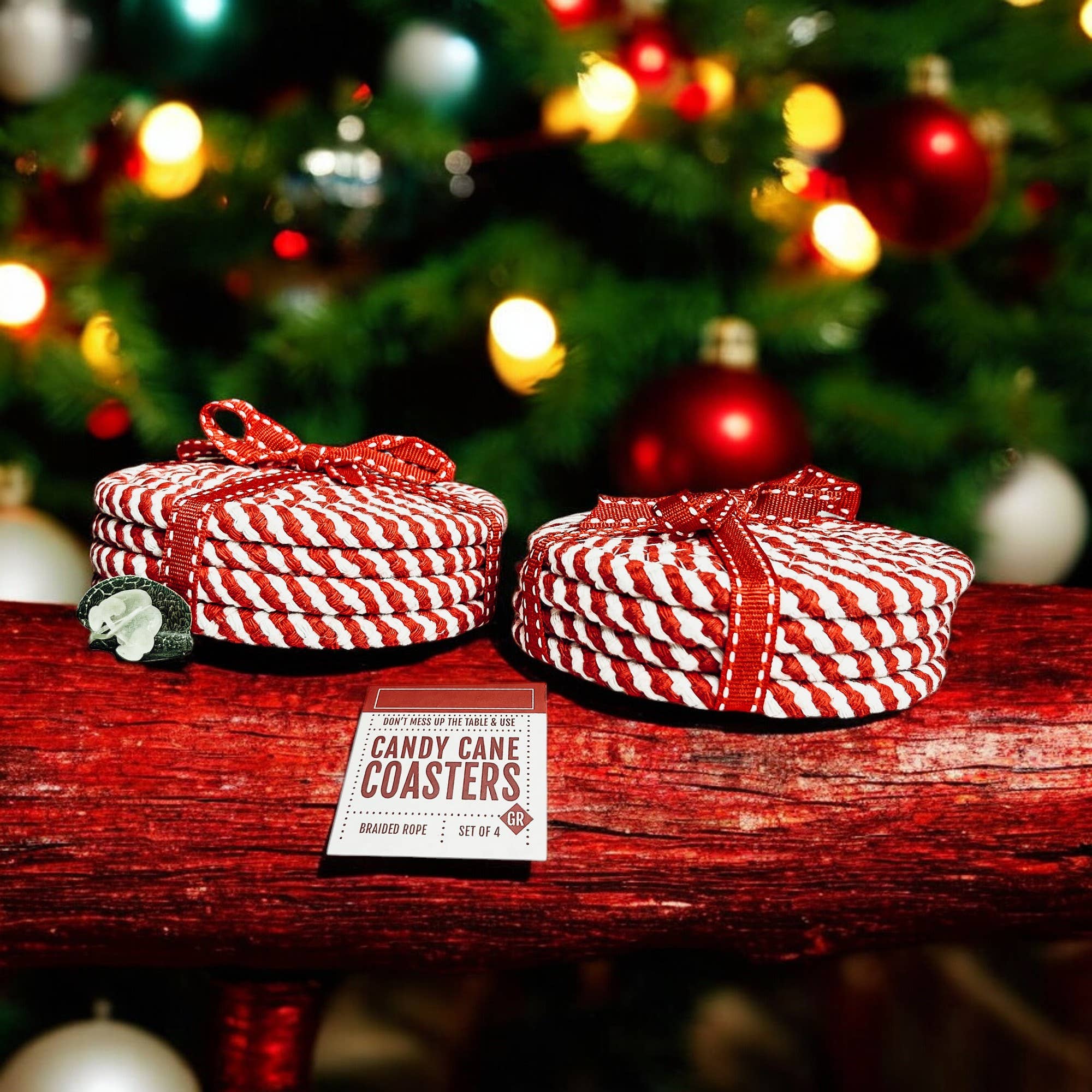 Gia Roma - Wholesale Christmas Decoration - Holiday Fabric Coasters, Red White Christmas Coaster Set30