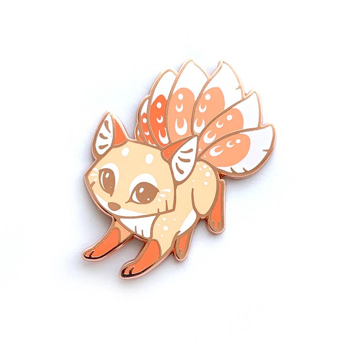 ShinePaw Design - Wholesale Lapel Pin/Button - Pink Kitsune Enamel Pin