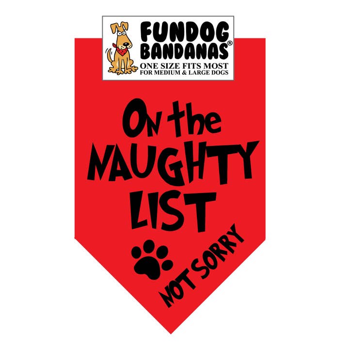 Assorted Colors red and green 5 Pack - On the Naughty List Not Sorry Bandana for wholesale on Faire