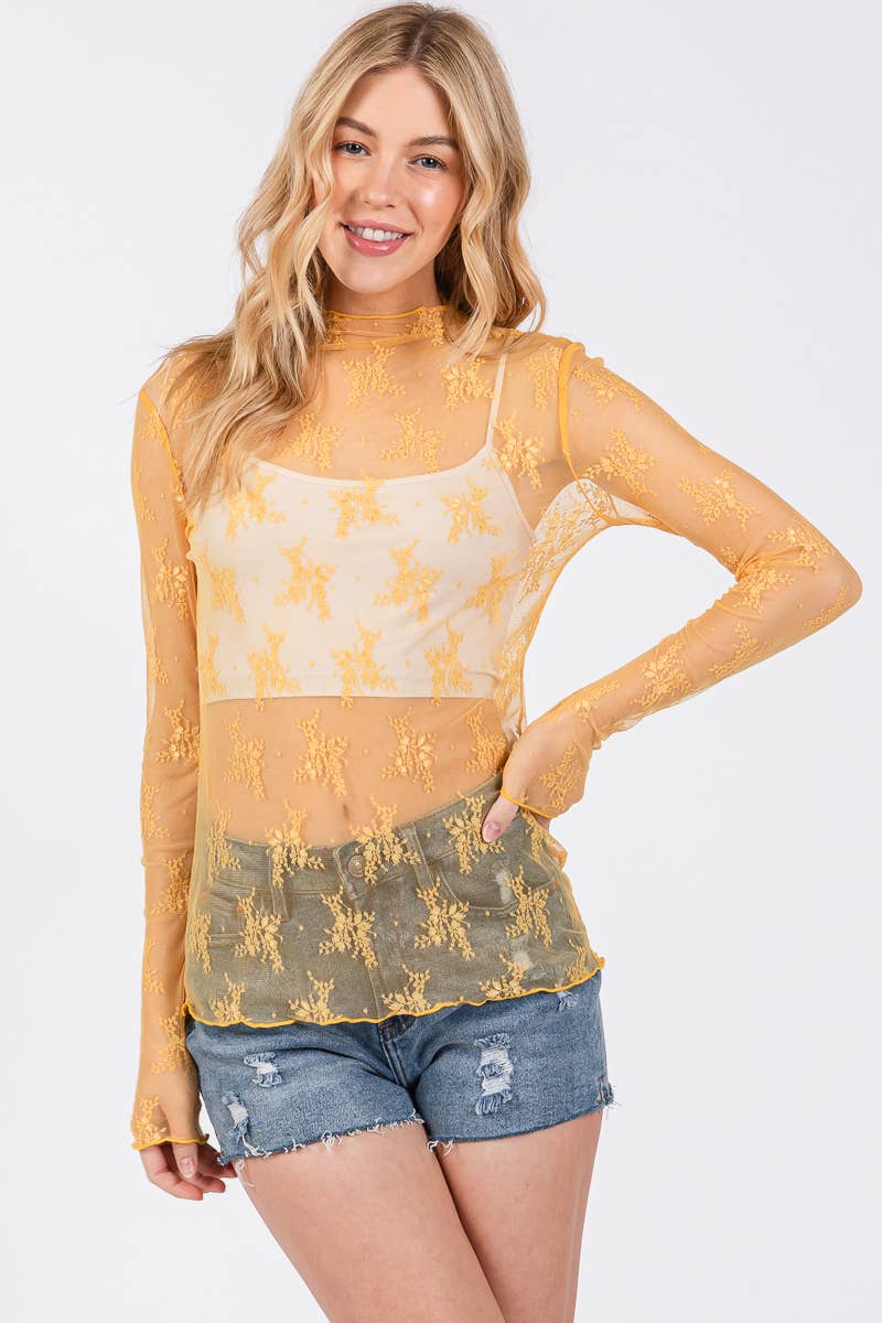 Sewn and Seen – wholesale Blus - Dam – LÅNGÄRMAD SPETSTOPP MED BLOMMÖNSTER9