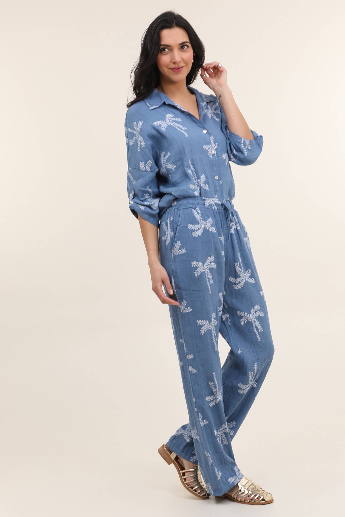 LÉA & LUC - Vente Pantalon – femme - Pantalons imprimé en 100% Lin REF.821823