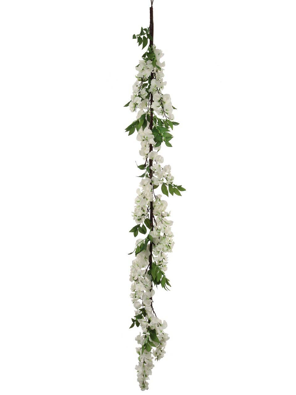 Larksilk - Wholesale Bunting/Garland - 5Ft White Wisteria Garland With Silk Flowers & Foliage1