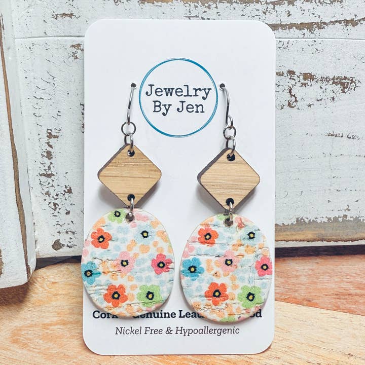 White Oak Diamond & Dainty Boho Flower Earrings for wholesale by Jewelry By Jen