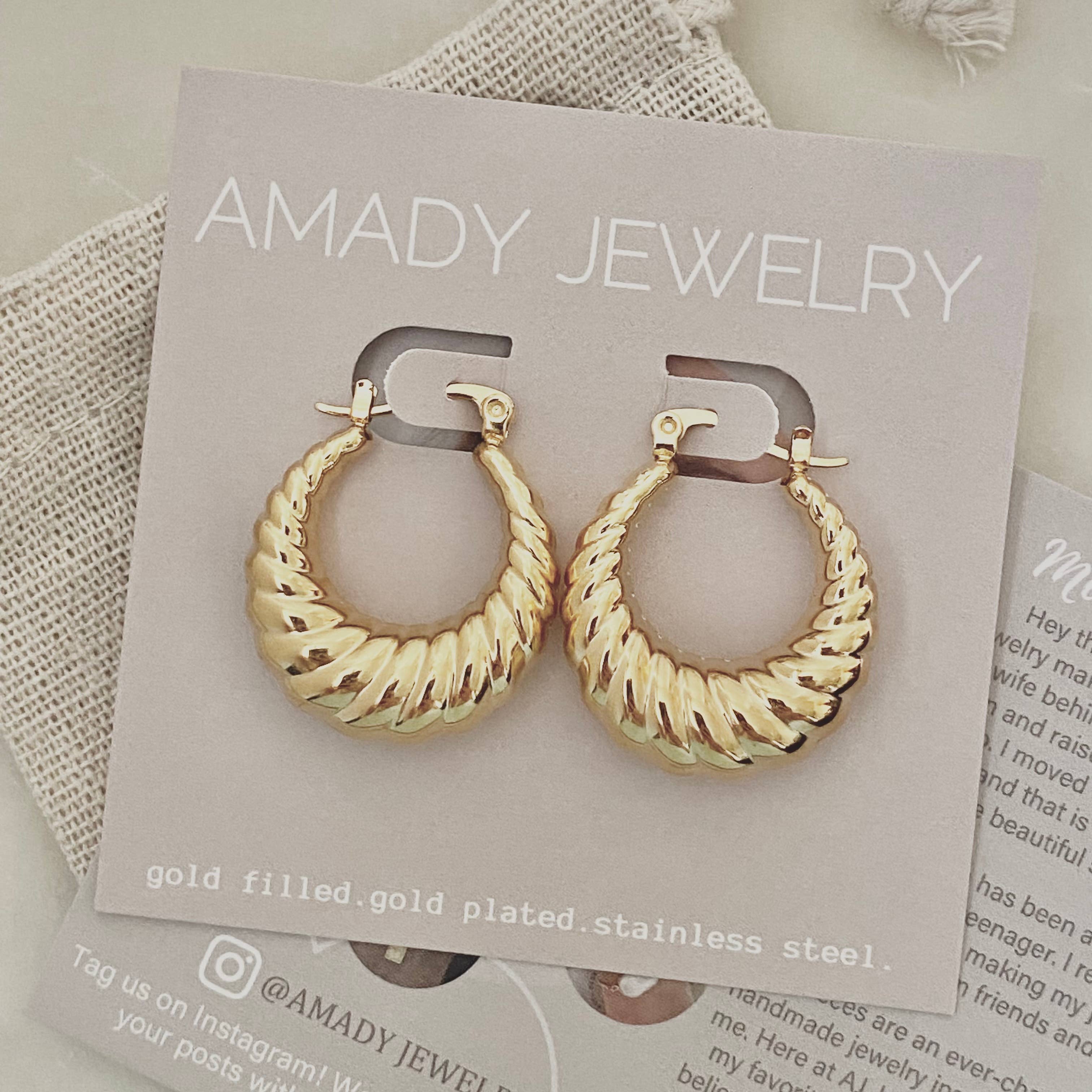 Amady Jewelry - Wholesale Hoop Earrings - Croissant Hoop Earrings Gold Plated over Stainless Steel3