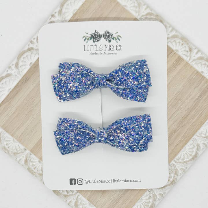 Blue Glitter Lou Piggy Clips for wholesale by Little Mia Co.