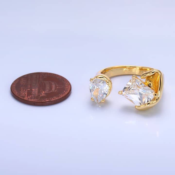 Open Gold Ring with Multiple Shape CZ Stone Adjustable  for wholesale on Faire1