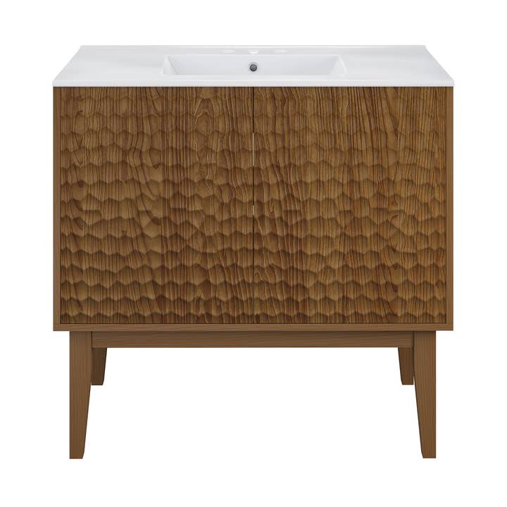 Swiss Madison - Wholesale Cabinet - Bosse Freestanding Bathroom Vanity Brown Oak with Sink Top0