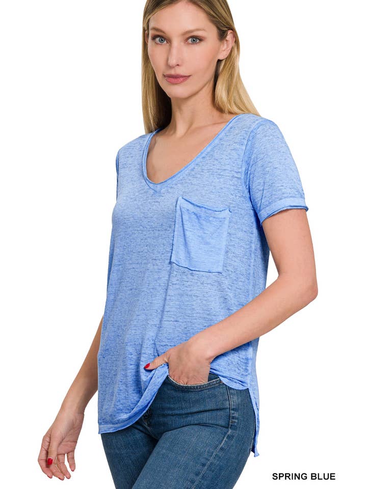 Vanilla Monkey - Wholesale T-Shirt - Women's - Washed Melange Burnout Scoop V-neck Top10