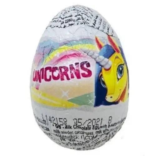 Echo Sales Canada - Wholesale Chocolate Covered Sweets - Unicorn Surprise Eggs 20g - 24 Pack GW