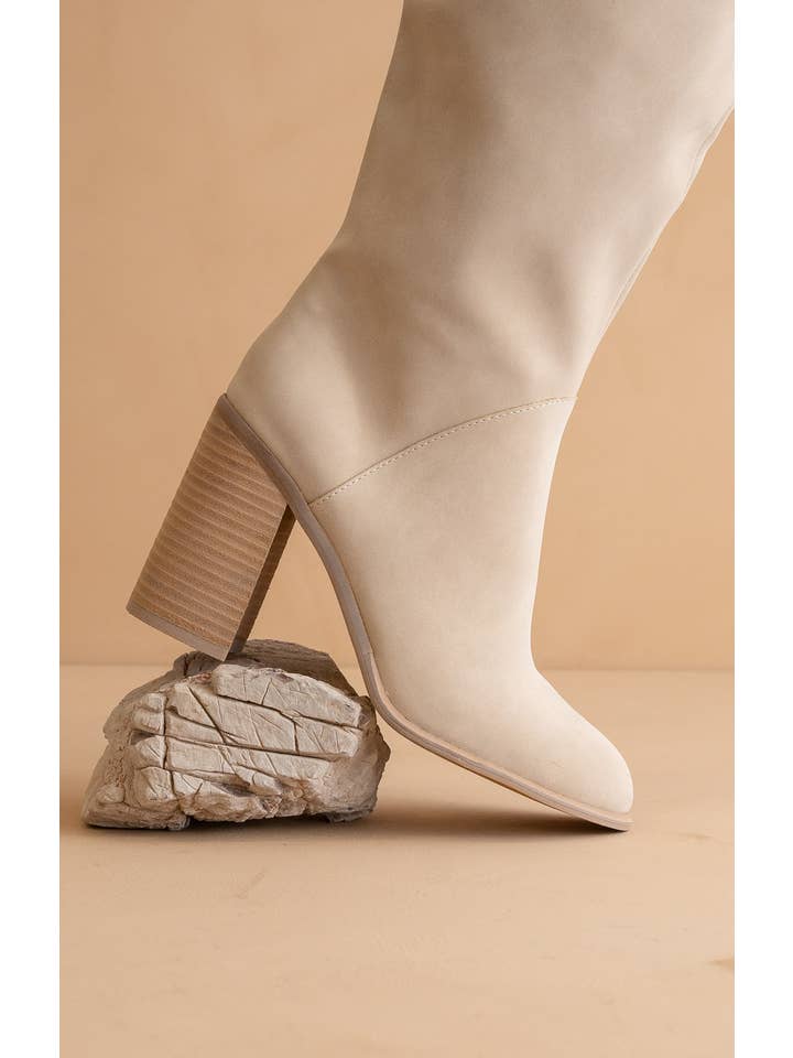 The Shiloh Light Grey | Knee High Block Heel Boot for wholesale on Faire4