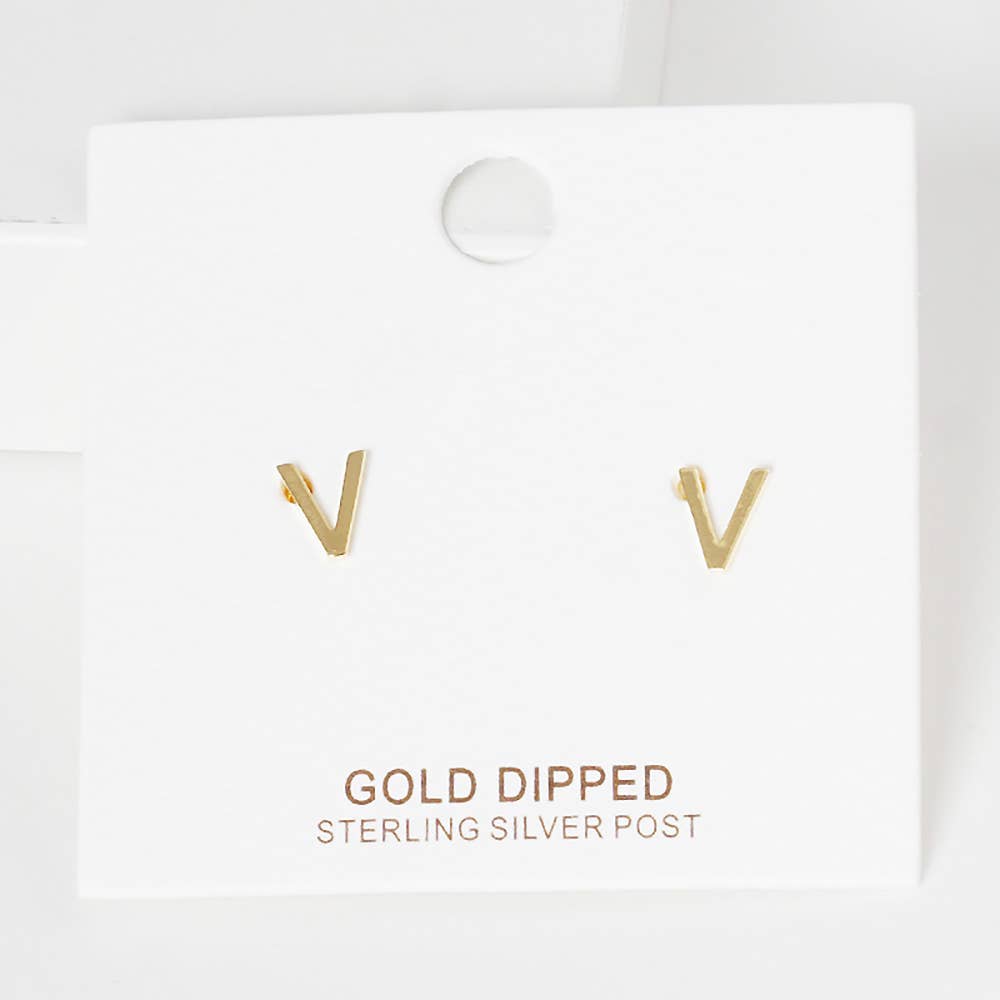 Sensibling Corp. - Wholesale Stud/Post Earrings - Gold Dipped Metal Initial Monogram Stud Earrings53