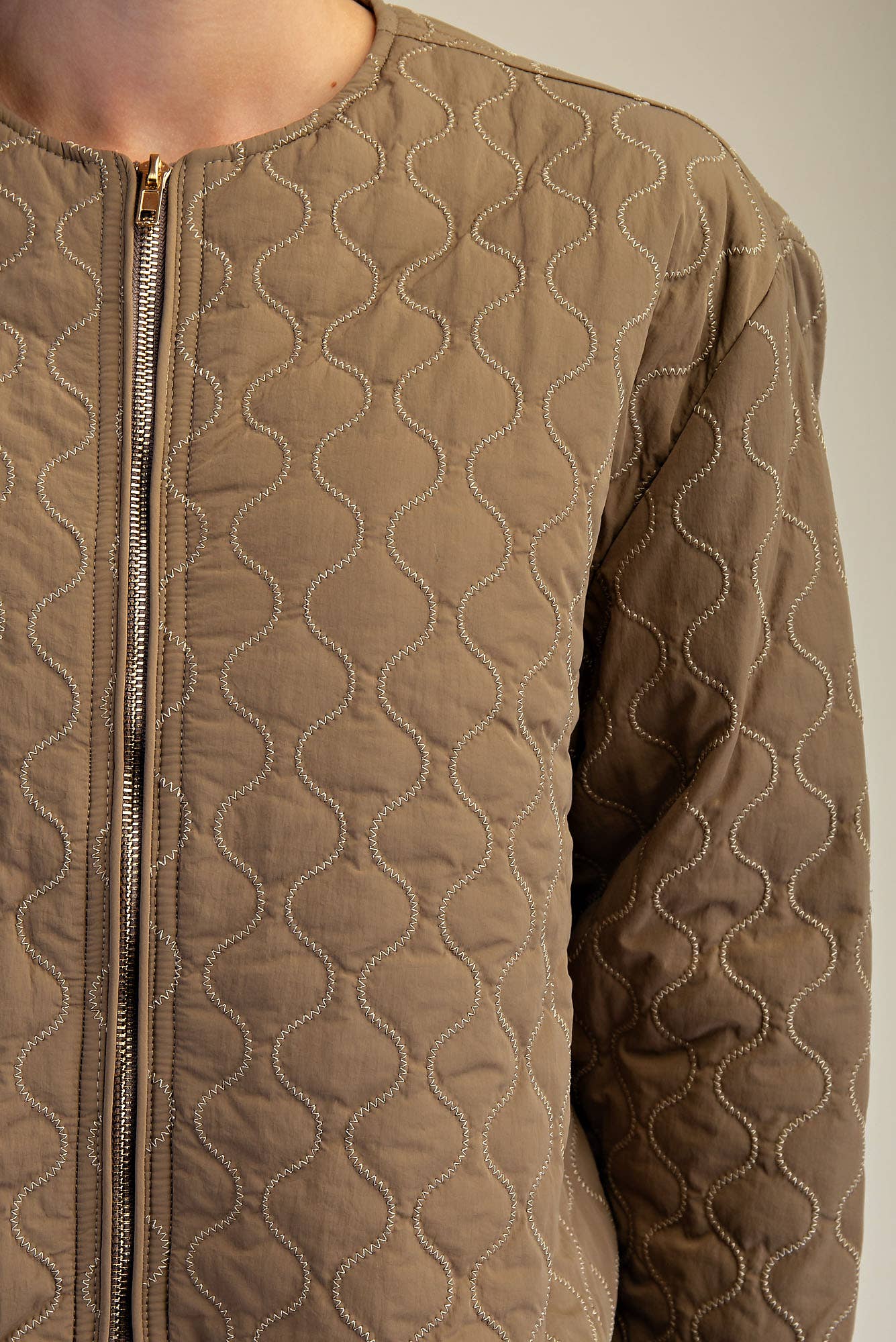 Glam - Wholesale Jacket - Women's - Round Neck Zipper Closure Quilted Jacket9