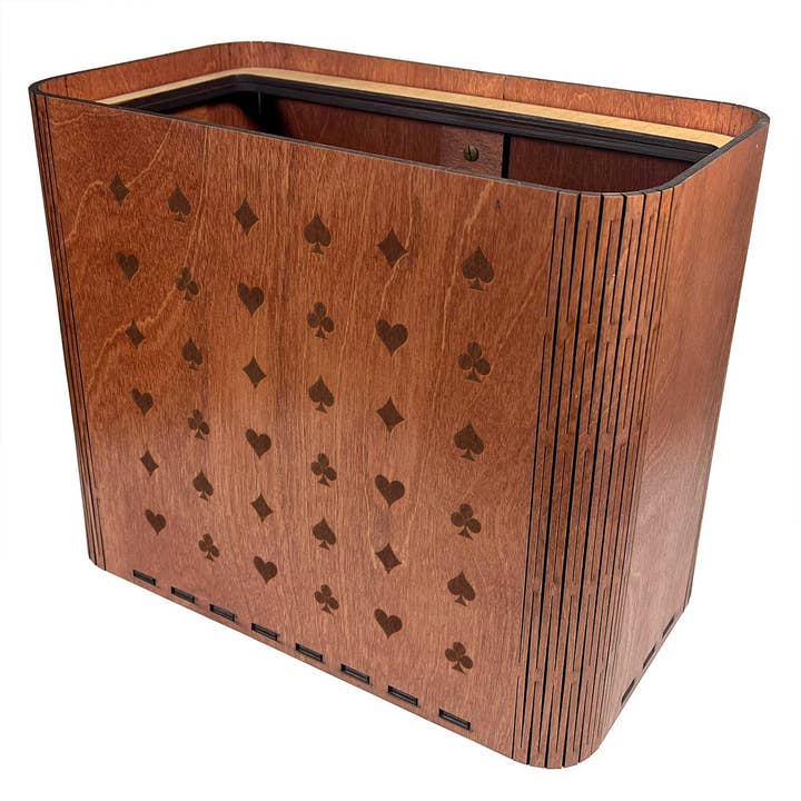 Slim Trash Can - Playing Cards - Wooden Garbage Bin for Game or Card Rooms and Bars for wholesale by Purelite